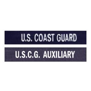U.S. Coast Guard  and Auxiliary White on Navy Branch Tapes (Rip-Stop)