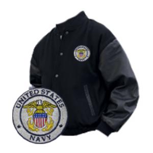 Varsity Legend Jacket (Black) with Navy Logo