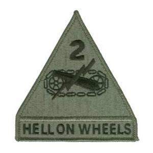 2nd Armor Division Patch Foliage Green (With Hook Fastener)