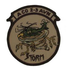 Army 2nd Battalion 3rd Aviation Regiment  A Company Patch with Storm Patch with Velcro (Iraq) (Desert)