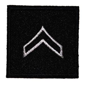Embroidered Rank Silver on Black Corporal Patch (Pair)