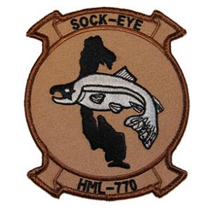Marine Light Helicopter Squadron HML-770 Patch (SOCK-EYE) (Tan)