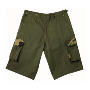 Ultra Force Rigid BDU 6 Pocket Combat Shorts (Olive Drab with Woodland Camo Accents)