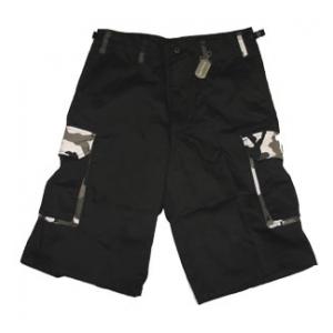 Ultra Force Rigid BDU 6 Pocket Combat Shorts (Black with City Camo Accents)
