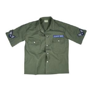 Vintage Style Short Sleeve Olive Drab Airforce Shirt with Patches
