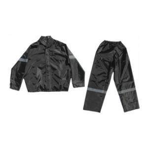 Hi-Visibility Reflective Police 2pc Rain Suit (Black and Silver)