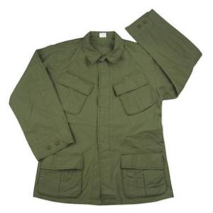 Vintage Style Long Sleeve BDU Olive Drab Shirt with Slanted Pockets