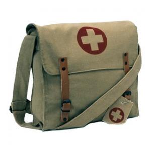 Khaki Vintage Medic Bag with Medic Cross Symbol