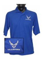 U.S. Air Force New Logo Wicking Mesh Polo Shirt (Royal Blue)