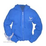 Air Force New Logo Zip Hooded Long Sleeve Sweatshirt (Royal Blue)
