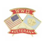 WWII Veteran Crossed Flag Pin