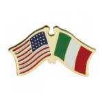 USA Italy Crossed Flags Pin