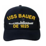 USS Bauer DE-1025 Cap (Dark Navy) (Direct Embroidered)