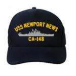 USS Newport News CA-148 Cap (Dark Navy) (Direct Embroidered)