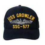 USS Growler SSG-577 Cap with Silver Emblem (Dark Navy) (Direct Embroidered)