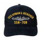 USS Hyman G. Rickover SSN-709 with Silver Emblem (Dark Navy) (Direct Embroidered)