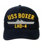 USS Boxer LHD-4 Cap (Dark Navy) (Direct Embroidered)