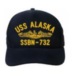 USS Alaska SSBN-732 Cap with Silver Emblem (Dark Navy) (Direct Embroidered)