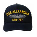USS Alexandra SSN-757 Cap with Silver Emblem (Dark Navy) (Direct Embroidered)