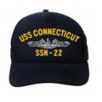 USS Connecticut SSN-22 Cap with Silver Emblem (Dark Navy) (Direct Embroidered)