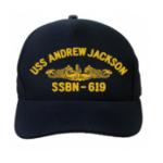 USS Andrew Jackson SSBN-619 Cap with Gold Emblem(Direct Embroidered)