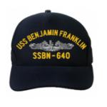 USS Benjamin Franklin SSBN-640 Cap with Silver Emblem (Dark Navy) (Direct Embroidered)