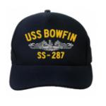 USS Bowfin SS-287 Cap with Silver Emblem (Dark Navy) (Direct Embroidered)