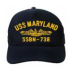 USS Maryland SSBN-738 Cap with Gold Emblem (Dark Navy) (Direct Embroidered)