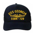 USS Georgia SSBN-729 Cap with Gold Emblem (Dark Navy) (Direct Embroidered)