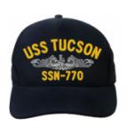 USS Tucson SSN-770 Cap with Silver Emblem (Dark Navy) (Direct Embroidered)