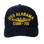 USS Alabama SSBN-731 Cap with Gold Emblem (Dark Navy) (Direct Embroidered)