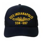 USS Indianapolis SSN-697 Cap with Gold Emblem (Dark Navy) (Direct Embroidered)