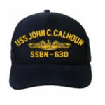 USS John C. Calhoun SSBN-630 Cap with Gold Emblem (Dark Navy) (Direct Embroidered)