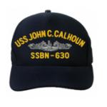 USS John C. Calhoun SSBN-630 Cap with Silver Emblem (Dark Navy) (Direct Embroidered)