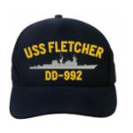 USS Fletcher DD-992 Cap (Dark Navy) (Direct Embroidered)