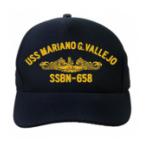 USS Mariano G. Vallejo SSBN-658 Cap with Gold Emblem (Dark Navy) (Direct Embroidered)