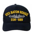 USS Baton Rouge SSN-689 Cap with Silver Emblem (Dark Navy) (Direct Embroidered)