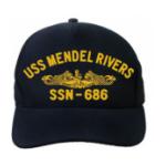 USS Mendel Rivers SSN-686 Cap with Gold Emblem (Dark Navy) (Direct Embroidered)