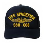 USS Spadefish SSN-668 Cap with Gold Emblem (Dark Navy) (Direct Embroidered)