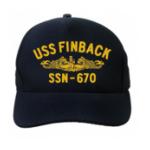 USS Finback SSN-670 Cap with Gold Emblem (Dark Navy) (Direct Embroidered)
