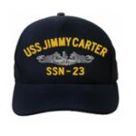 USS Jimmy Carter SSN-23 Cap with Silver Emblem (Dark Navy) (Direct Embroidered)