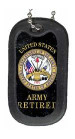 US Army Retired Dog Tag with Seal