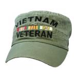 Vietnam Veteran Flat-Top Cap w/ Ribbons (OD Green)