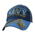 US Navy Cap We Own The Seas Cap with Logo (Pre-Washed Dark Navy)