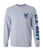 US Navy Long Sleeve Tee Shirt (Sport Grey)