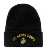 USMC Globe & Anchor Watch Cap (Black)