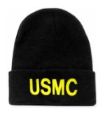 USMC Letters Watch Cap (Black)