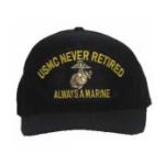 USMC Never Retired Always A Marine with Globe & Anchor (Black) Cap