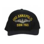 USS Annapolis SSN-760 Cap with Silver Emblem (Dark Navy) (Direct Embroidered)