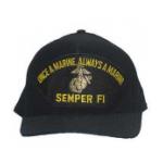 Once A Marine Always A Marine Semper Fi with Globe & Anchor Cap (Black)